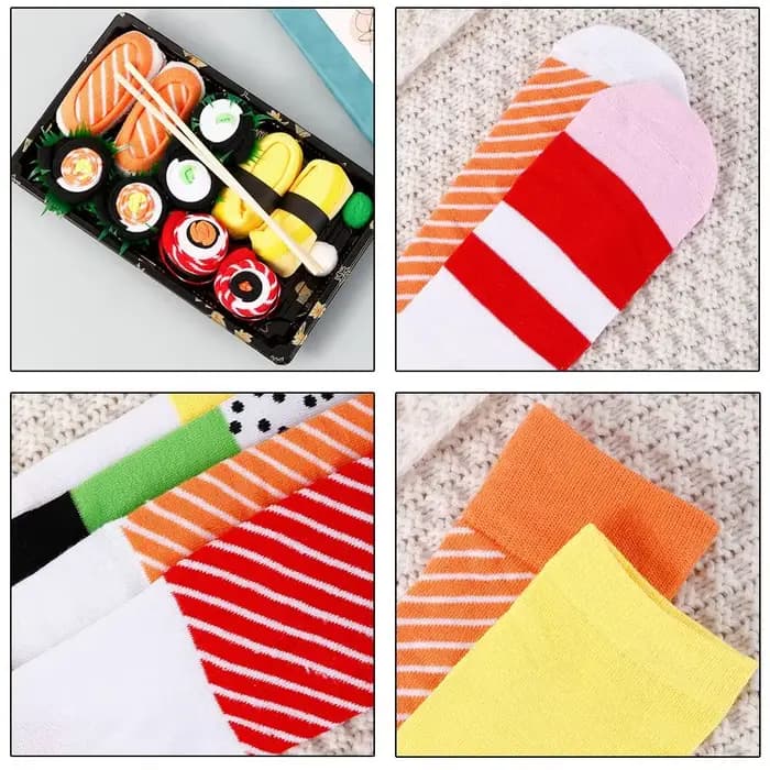 Chaussettes uniques Y2K pour Sushi saumon, chaussettes en coton à motifs personnalisés, chaussettes amusantes Harajuku, boîte cadeau pour femmes et hommes