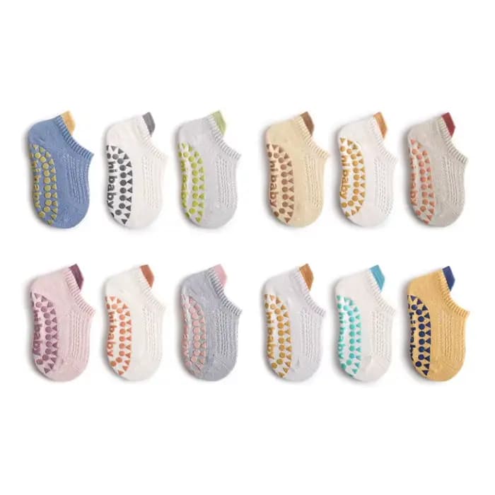 6 paires de chaussettes de sol antidérapantes en coton pour bébés garçons et filles