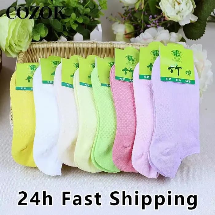 5 paires/lot chaussettes en Fiber de bambou femmes filles couleur bonbon déodorant coton