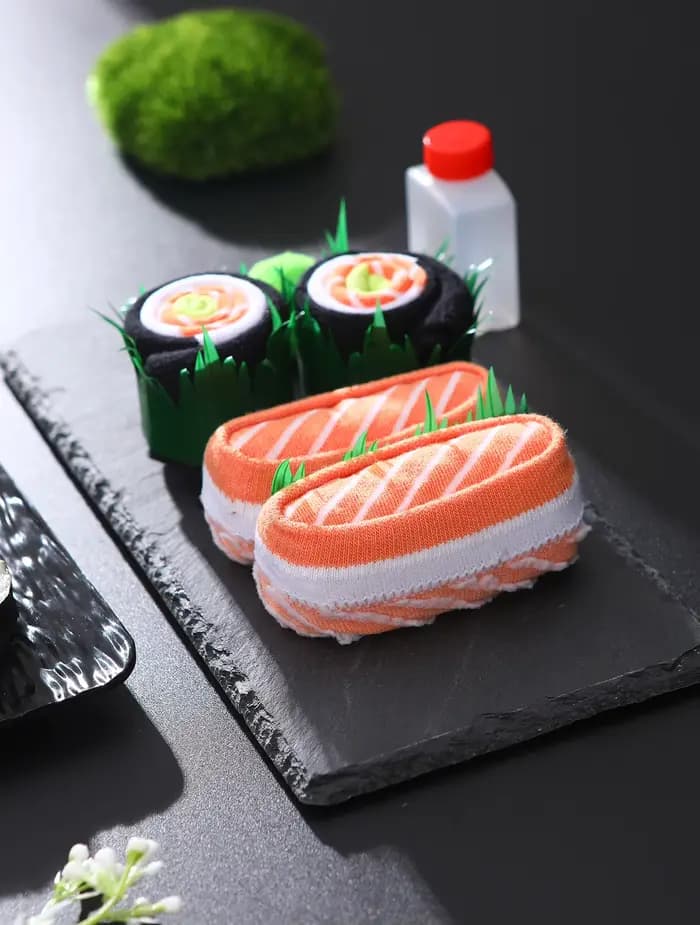 2 paires de chaussettes à sushi saumon