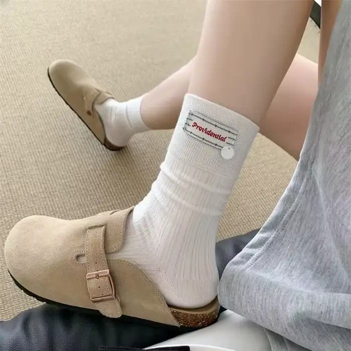 1/3 paires printemps automne femmes bouton étiquette mi Tube chaussette à la mode doux Style coréen