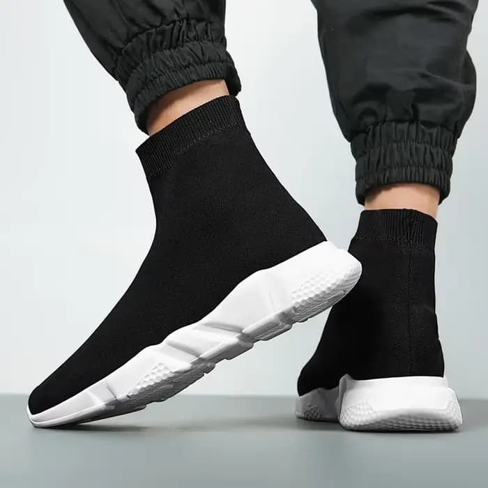 Chaussettes montantes baskets pour hommes femmes classique noir