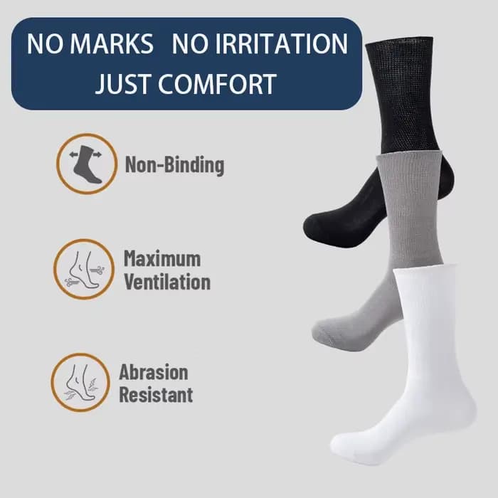 6 paires de chaussettes diabétiques confortables et de soutien pour hommes