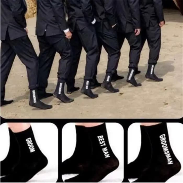 Chaussettes de mariage amusantes noires pour garçons d'honneur