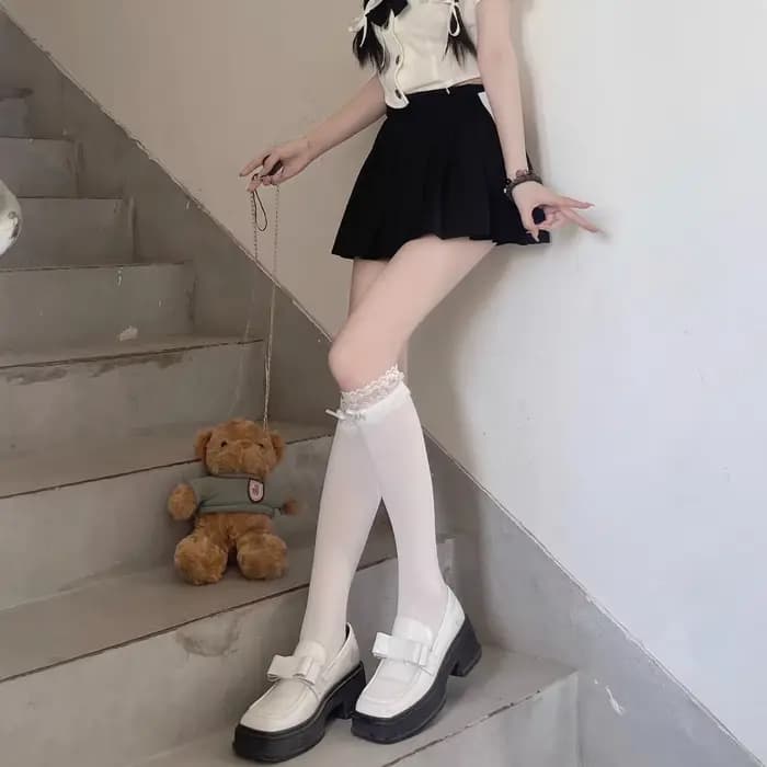 Chaussettes japonaises en dentelle Lolita pour femmes
