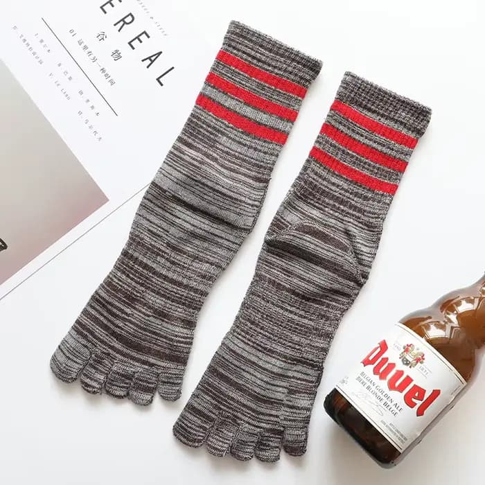 100 coton hommes orteil chaussettes été rayé contraste