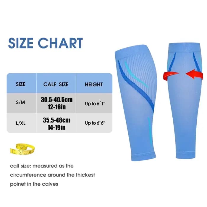 1 paire de manchons de compression pour mollets pour hommes et femmes (20-30 mmHg)