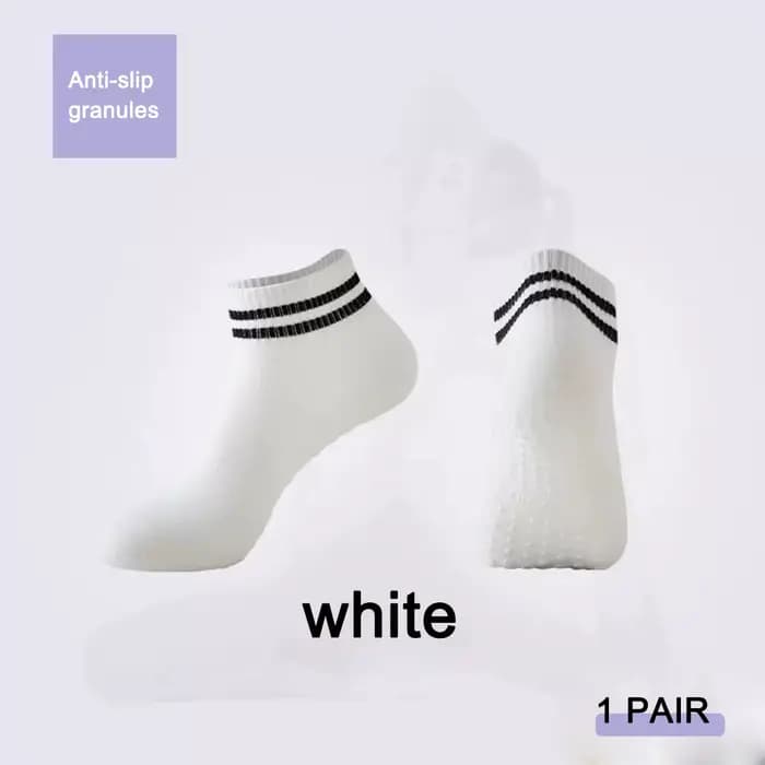 Chaussettes de yoga et de pilates antidérapantes pour femmes, chaussettes de sol antidérapantes à double rayures avec grip en silicone, chaussettes de sport antidérapantes pour la danse classique