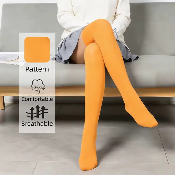 Bas cuissardes orange unies pour femmes