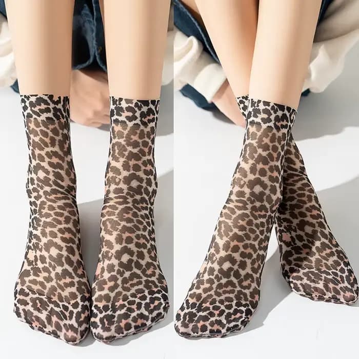 Chaussettes courtes à imprimé léopard pour femmes