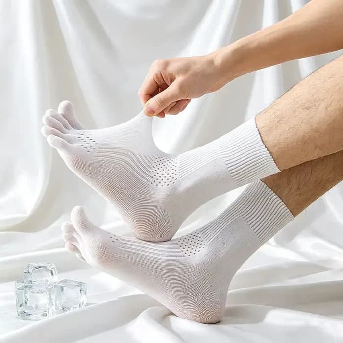 5 paires de chaussettes mi-mollet pour hommes à cinq doigts séparés