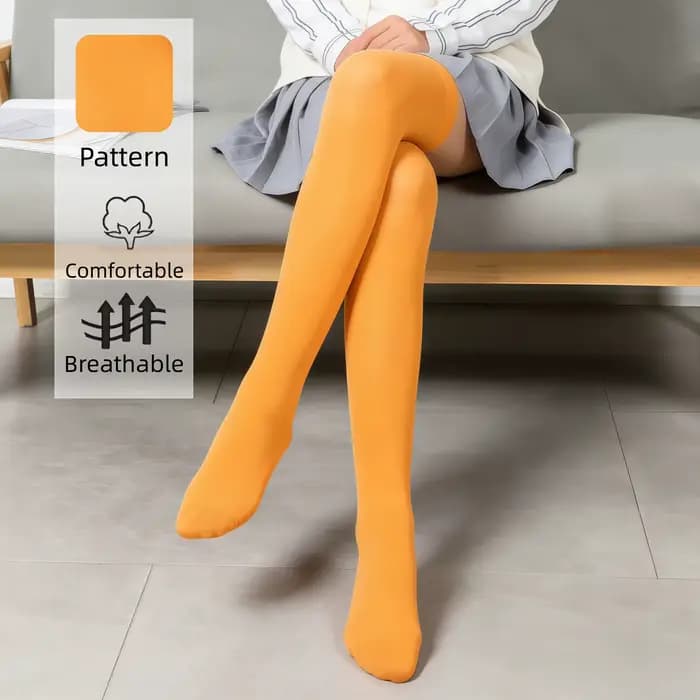 Bas cuissardes orange unies pour femmes