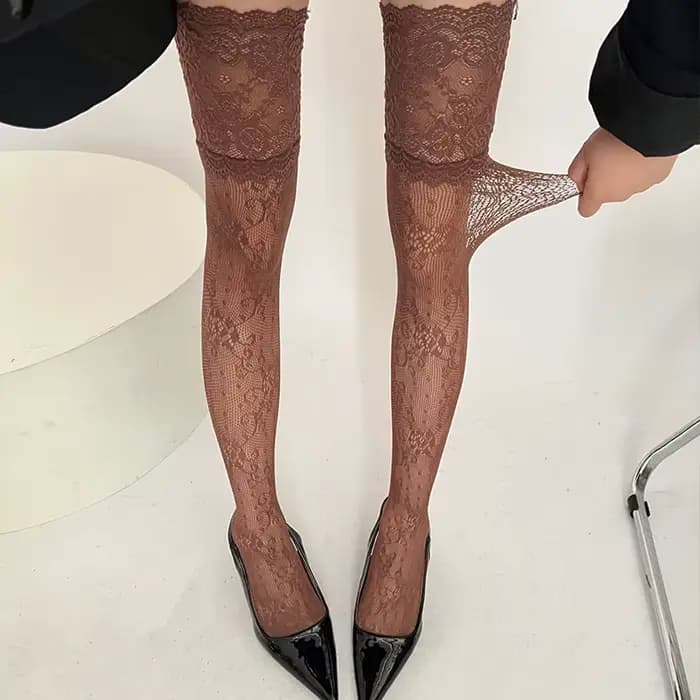 Bas Jacquard Sexy en dentelle pour femmes