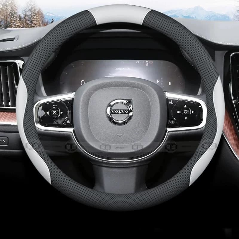 Housse de volant de luxe style sport pour VOLVO XC40 XC60 XC90 S60 S90 V60 V90 EX90 15 pouces, antidérapante et respirante, pour personnalisation automobile