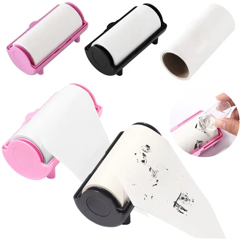 Tampon à ongles Double face papier buvard 60 pièces/rouleau enlever l'huile d'impression tampon à ongles outils de nettoyage papier collant Salon de manucure