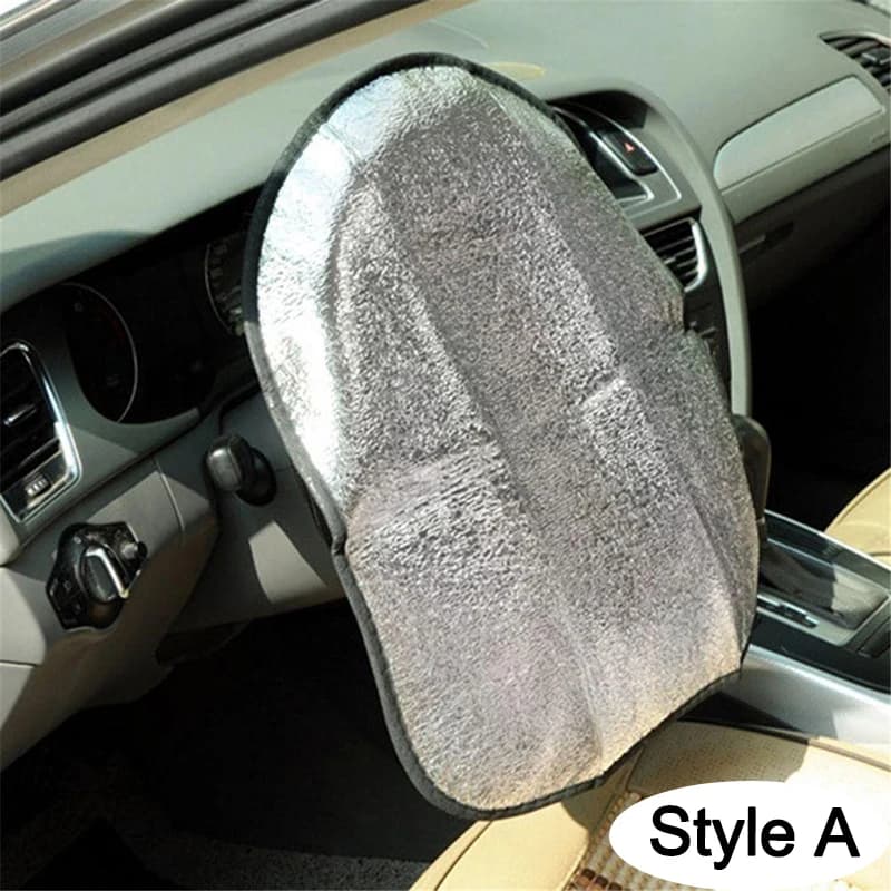 Pare-soleil pour volant de voiture, Double épaisseur, Protection solaire pliable, Anti-uv, fournitures de voiture, couverture de volant de voiture, argent