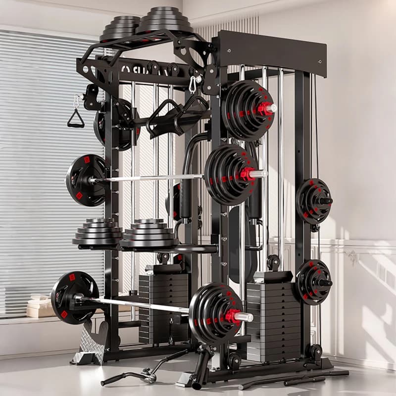 Système de musculation complet pour la maison, équipement d'entraînement multifonctionnel avec banc de musculation, rack à squats, machine Smith