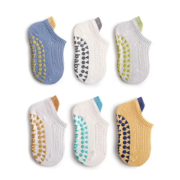 6 paires de chaussettes de sol antidérapantes en coton pour bébés garçons et filles, été pour enfant