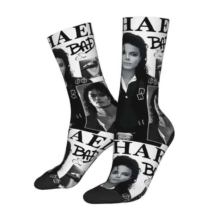 1 paire de chaussettes amusantes et originales pour hommes, motif Moonwalk Icon Hip Hop Harajuku M-M