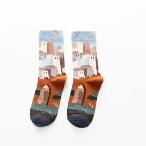 Femmes chaussettes longues dessin animé imprimé mode créative personnalisé nouveauté hommes femmes c