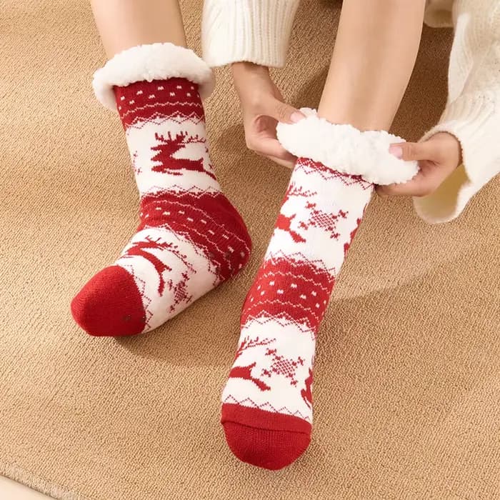 Chaussettes de noël pour femmes, dessin animé Kawaii pour filles, mignonnes et douces, mi-tube, velo