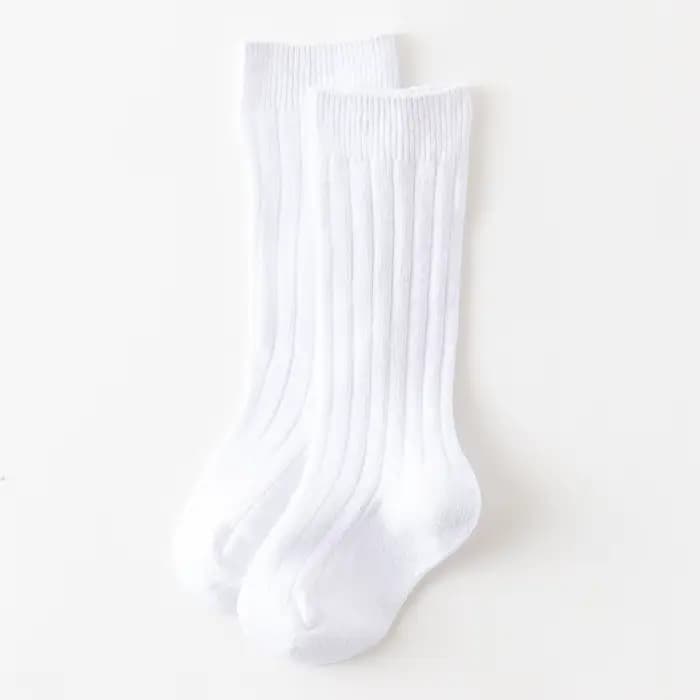 Chaussettes hautes en coton uni à rayures pour bébé fille et garçon de 0 à 3 ans, bas pour nouveau-n