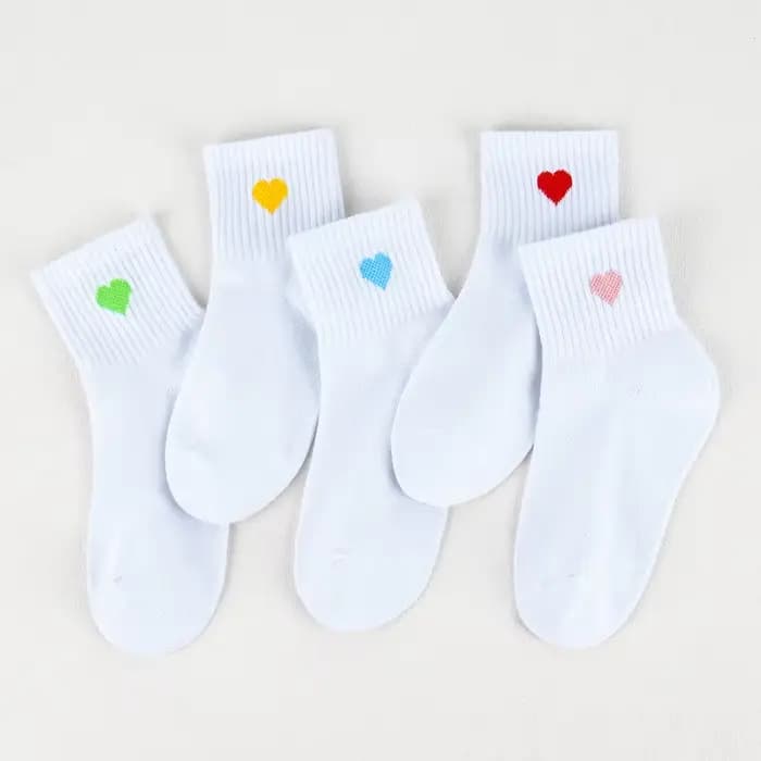 Chaussettes Blanches Confortables à Motif de Cœur pour Fille, 5 Paires