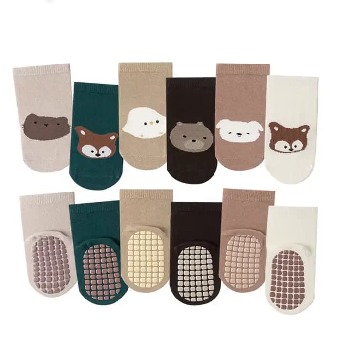 6 paires de chaussettes antidérapantes d'intérieur pour nouveau-nés. Convient aux nouveau-nés. Motif