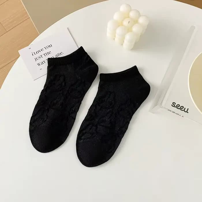 Chaussettes courtes en coton peigné pour femmes, respirantes, ours tridimensionnel, dessin animé mig
