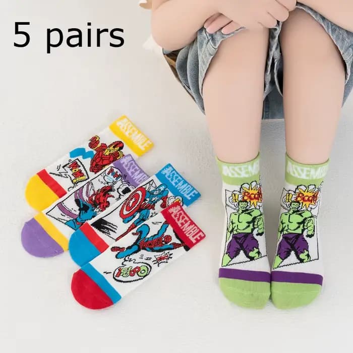 5 paires de chaussettes Spiderman pour enfants, chaussettes douces Kawaii Marvel pour garçons, chaus