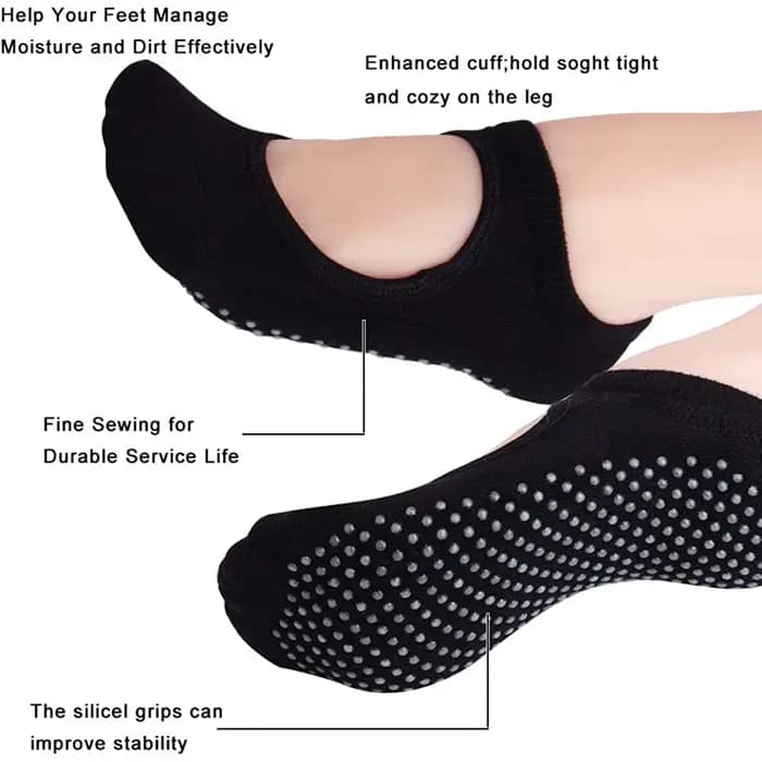 Chaussettes de Pilates antidérapantes, dos nu, en coton, pour femmes, Sport, Yoga, pantoufles de dan