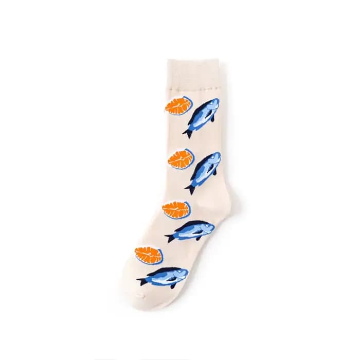 Harajuku chaussettes drôles nourriture fruits de mer actif crevettes calmar chaussettes femmes court