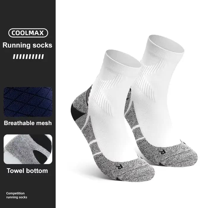 WRELS COOLMAX Chaussettes de compression respirantes pour sport, entraînement, course, récupération,