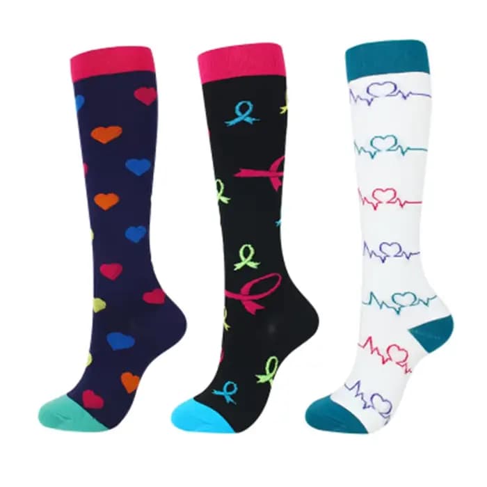 3/6/7 paires/pack chaussettes de Compression femmes hommes genou haute 30 MmHg course chaussettes de
