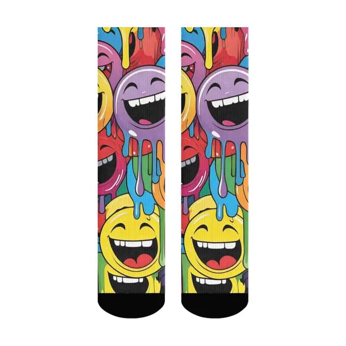 Chaussettes pour hommes avec Graffiti souriant heureux, Style Harajuku, chaussettes tendance Hip Hop