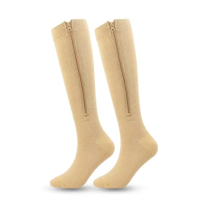 1 paire de chaussettes de Compression à fermeture éclair pour femmes et hommes, bas de pression en N