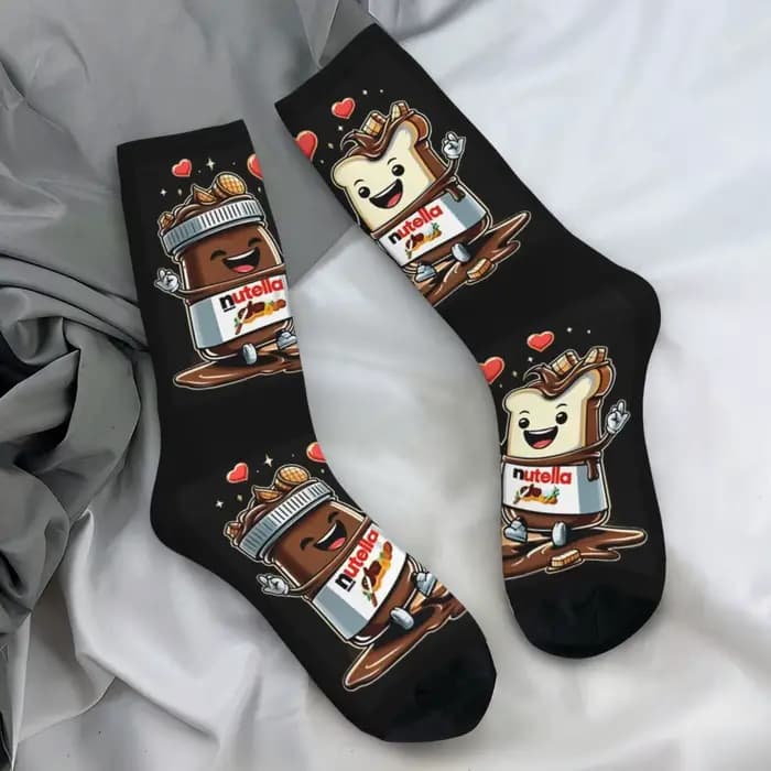 Foods Nutella bas Design Harajuku chaussettes hiver anti-dérapant chaussettes hommes cyclisme chauss