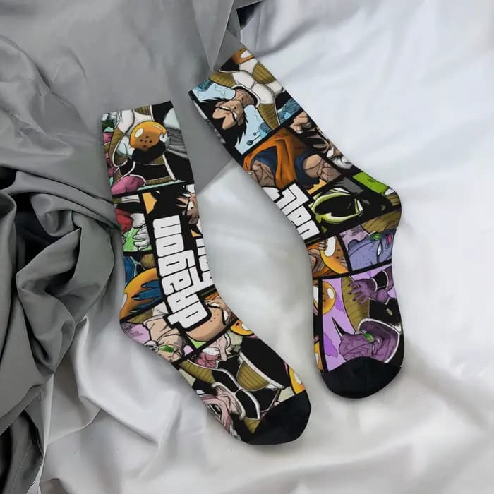 Chaussettes amusantes Dragon Ball Dragon Ball GTA Rock, chaussettes imprimées à motif sans couture p