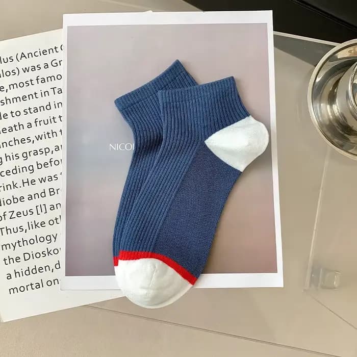 Chaussettes Courtes Bleues à Baril Bas pour Homme, Bas Fins Assortis à Tout, Absorbant la Sueur, Res