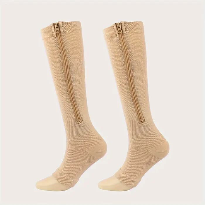Chaussettes de Compression sans orteils pour hommes et femmes, avec fermeture éclair latérale, pour