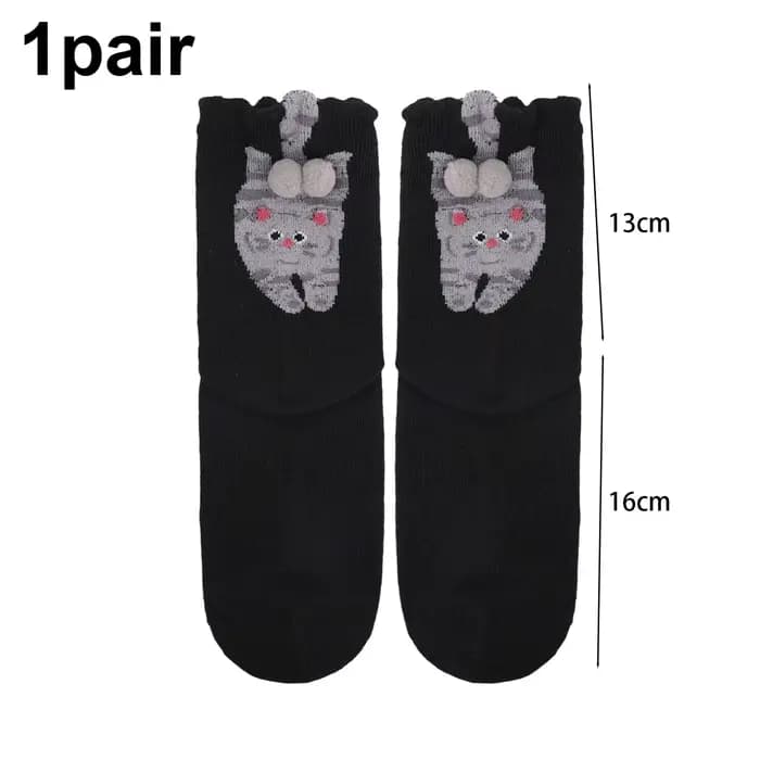 1/2 paires dessin animé chat mignon 3D boules drôles chaussettes Kawaii chaton tricot chaussettes fe
