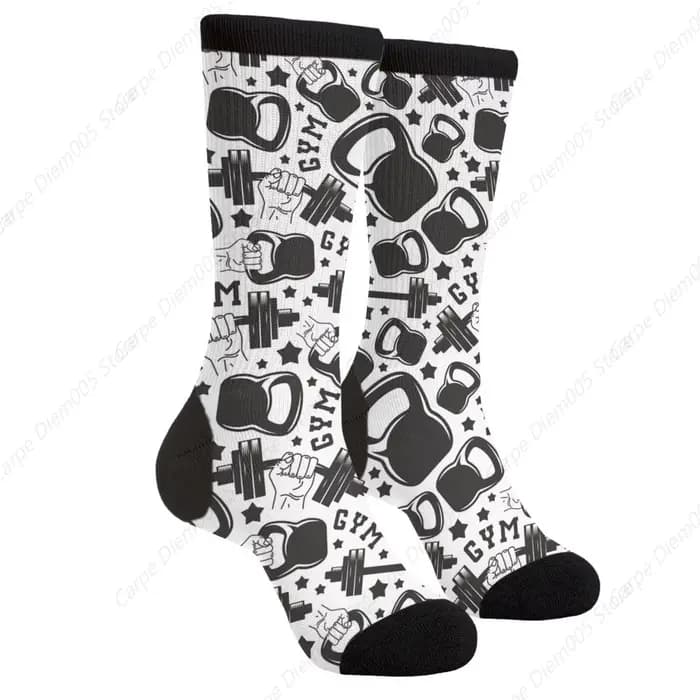 Fitness Club noir haltères décontracté drôle Funky nouveauté chaussettes pour hommes femmes chausset