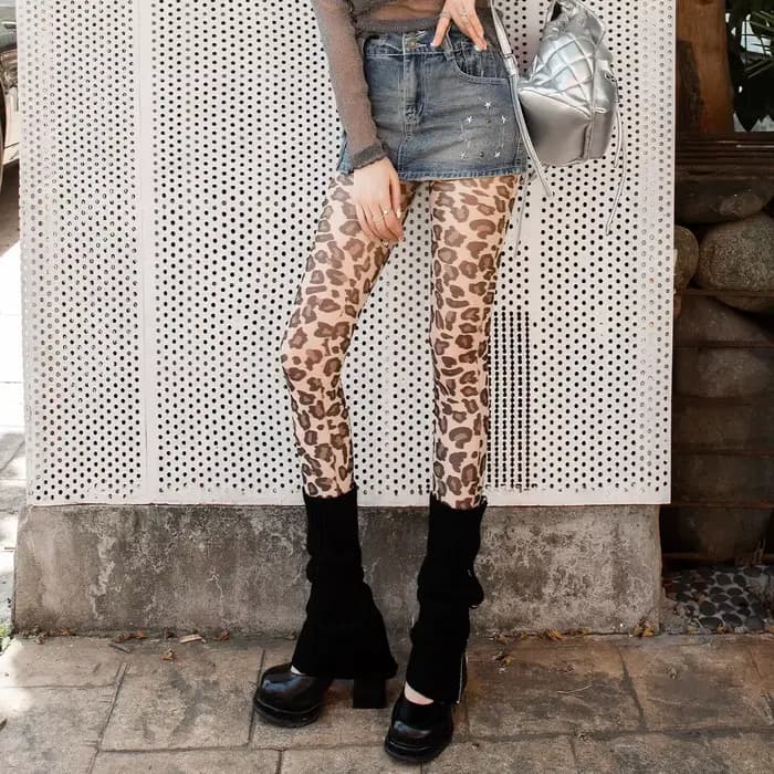 80D collants Camouflage imprimé pied-bas collants automne hiver japonais imprimé léopard bas Sexy fe