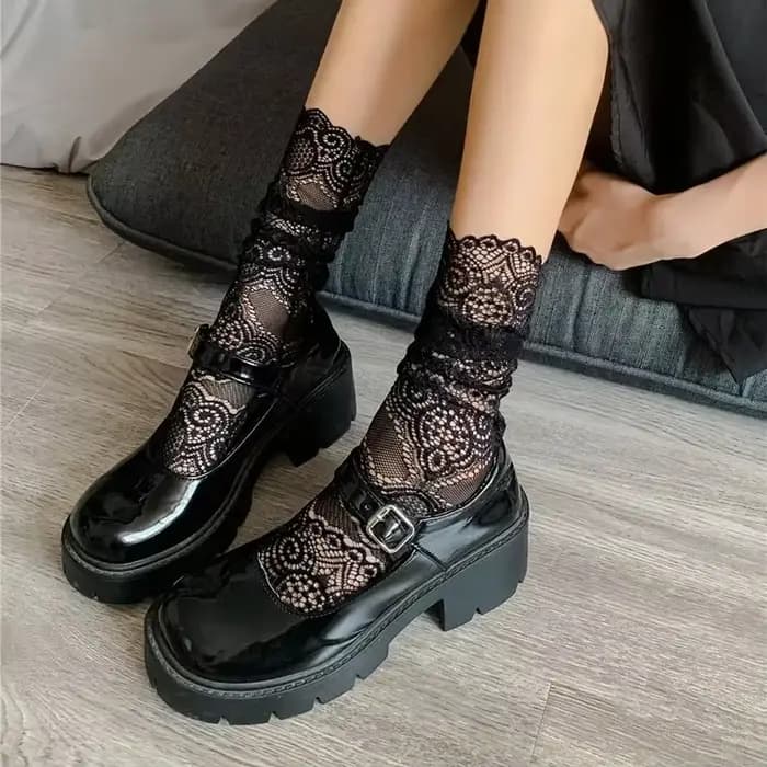 Chaussettes Sexy en dentelle florale pour femmes, chaussettes d'été transparentes en coton pour dame