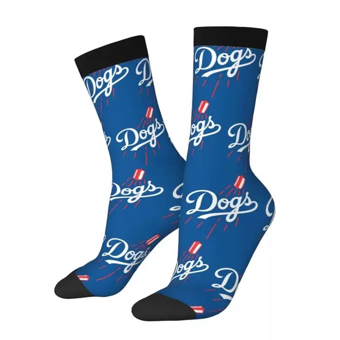 Dodger Dogs-Chaussettes Bleues Harajuku, Bas Super Doux, Chaussettes sulfToutes Saisons, Accessoires