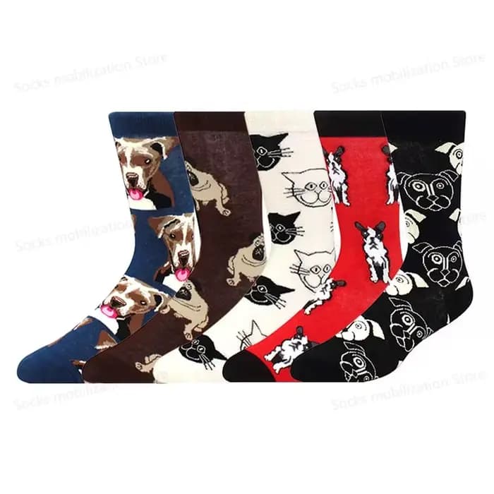 5 paires de chaussettes pour hommes à motifs d'animaux alimentaires, chaussettes de Couple amusantes