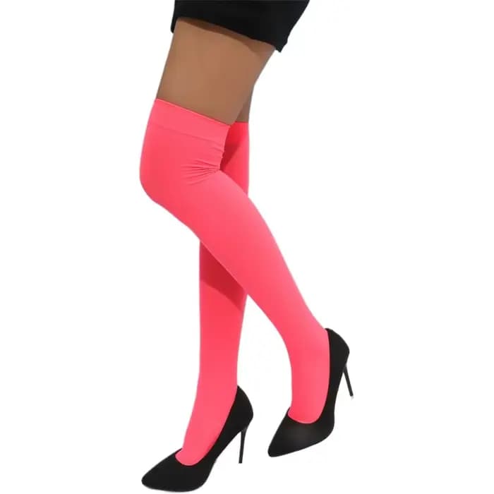 Couleur néon femmes longs bas Sexy soirée haute genou chaussettes Cosplay élasticité bas femmes sans