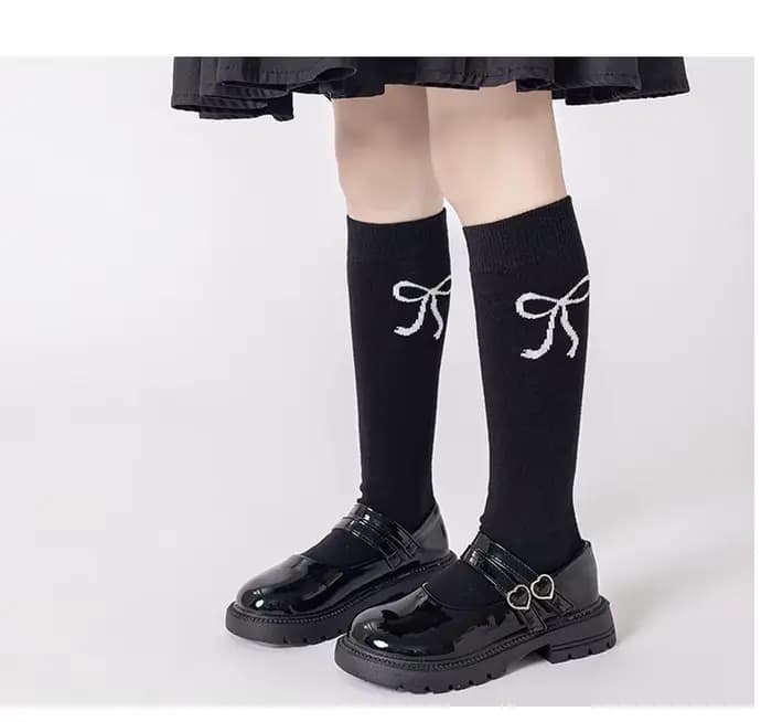 3 paires de chaussettes d'école mi-mollet pour adolescentes, avec nœud, Style coréen, chaussettes ha