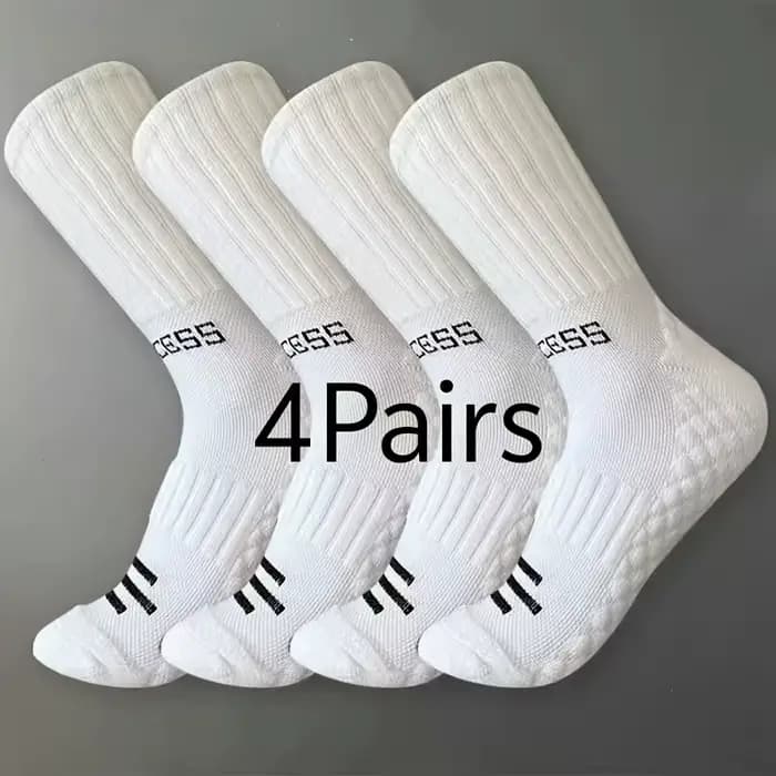 4 paires de chaussettes de sport noires et blanches pour hommes et femmes, chaussettes à semelle int