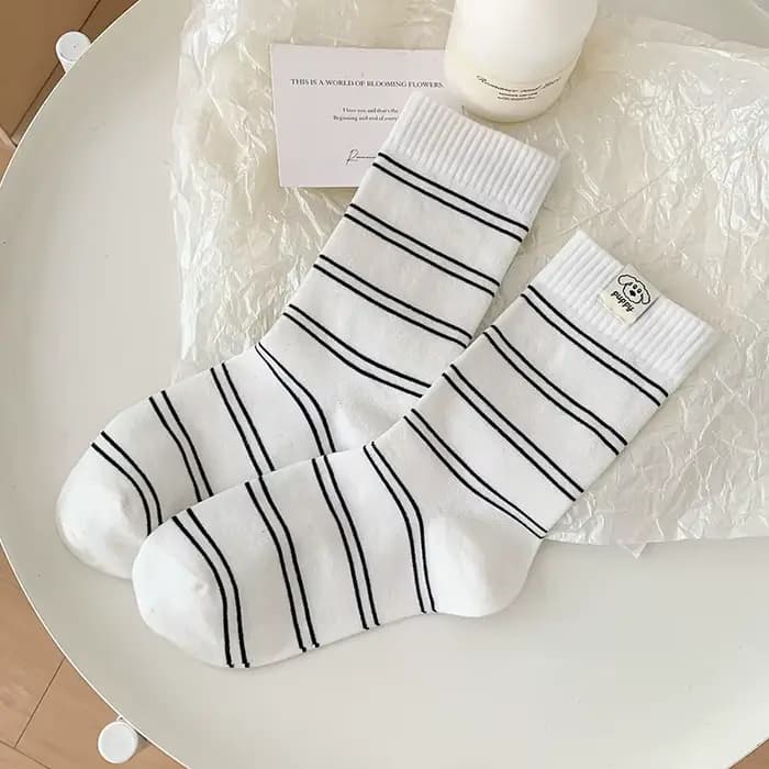 Nouvelles chaussettes pour femmes automne mode Simple quotidien décontracté rayé chaussettes filles